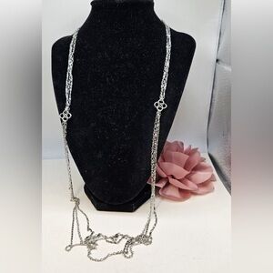 Kendra Scott, long silver three strand necklace